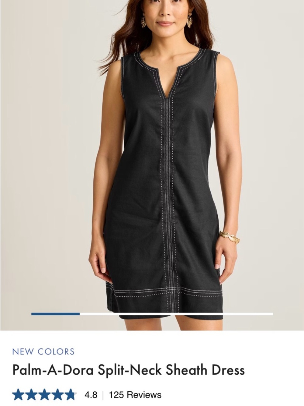 Tommy Bahama Black Split-Neck Dress with Contrast Stitching